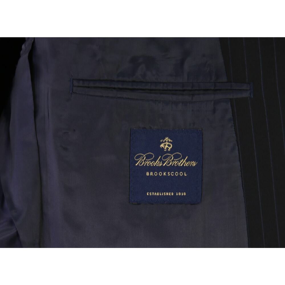 Brooks Brothers BrooksCool Black Sky Blue Pinstripe 2-Btn Suit Jacket Blazer 42L - Picture 7 of 8